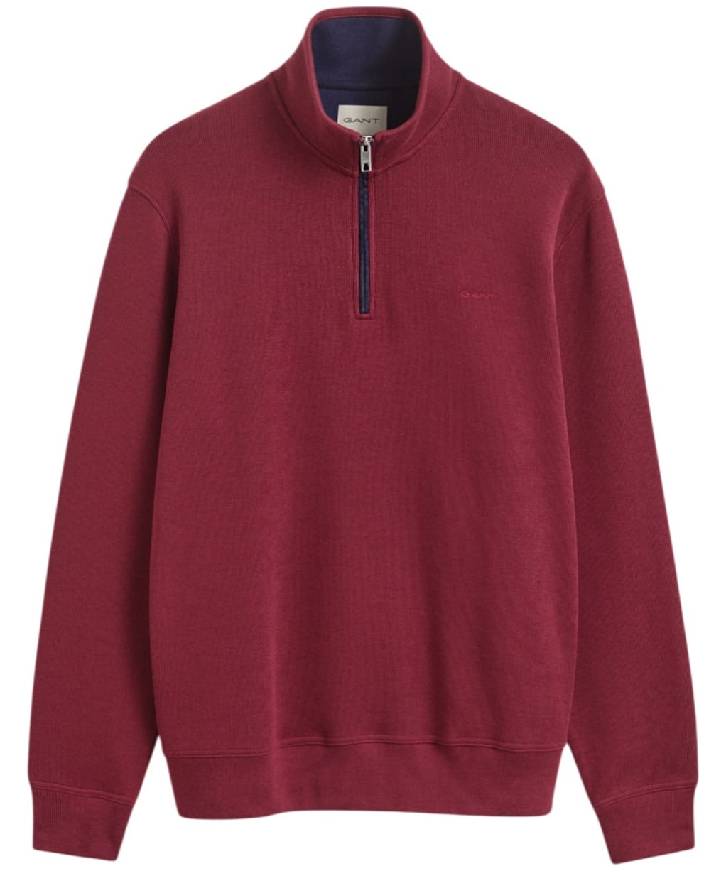  Men's GANT Sacker Rib Half Zip Sweater - Deep Grape Wine