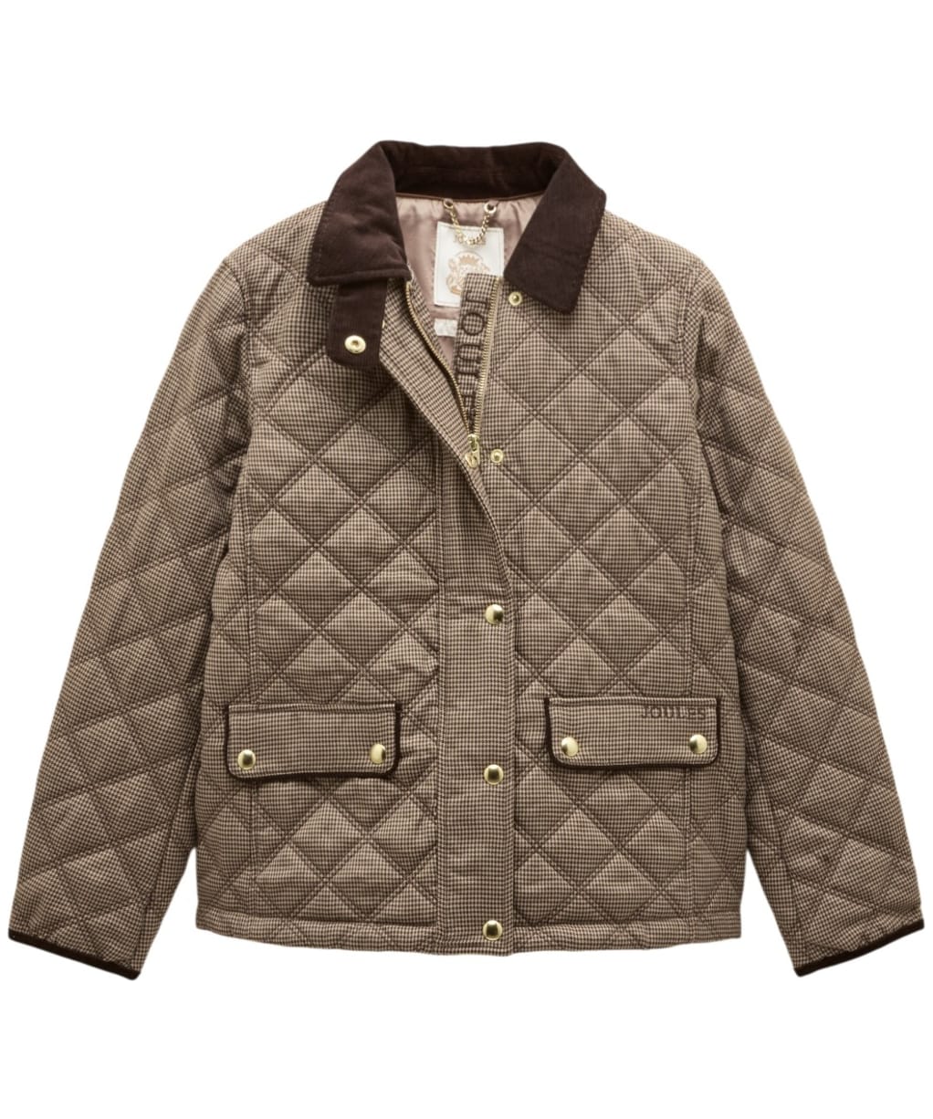 Women's Joules Harrogate Showerproof Quilted Jacket - Check