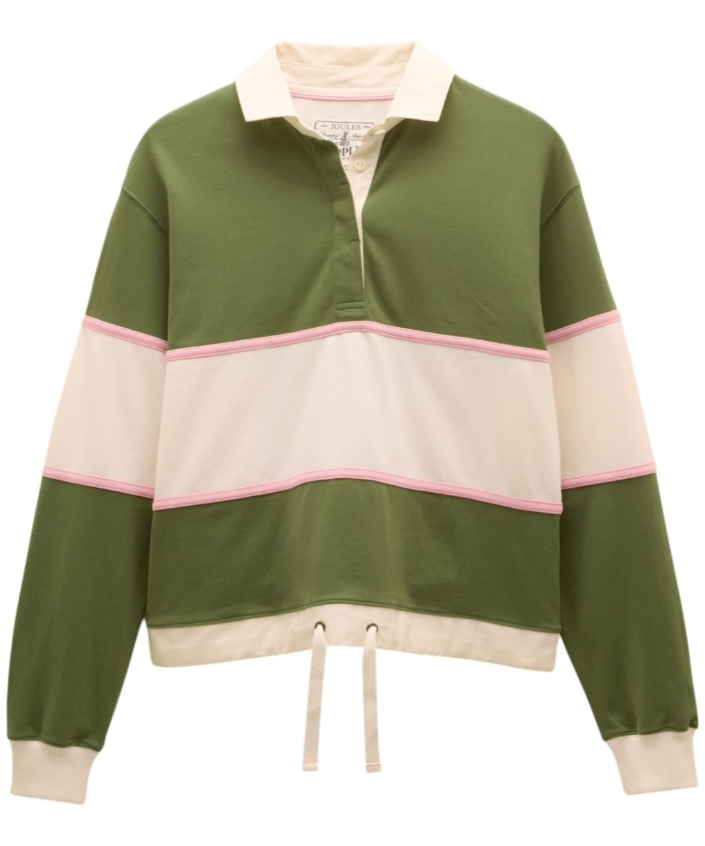 Women's Joules Jersey Deckshirt - Green / Cream Stripe