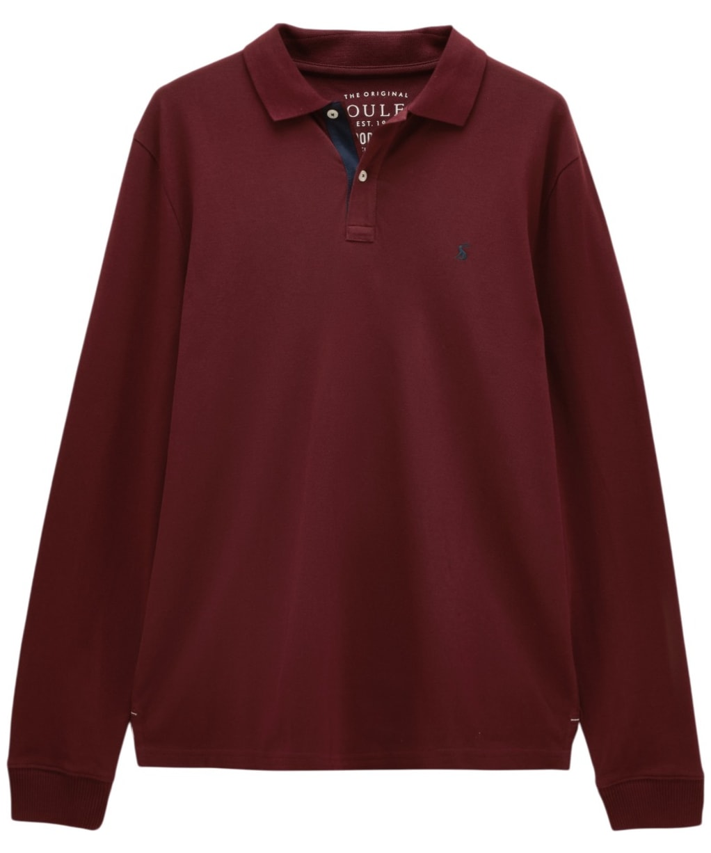 Men's Joules Woody Long Sleeve Polo Shirt - Burgundy Red