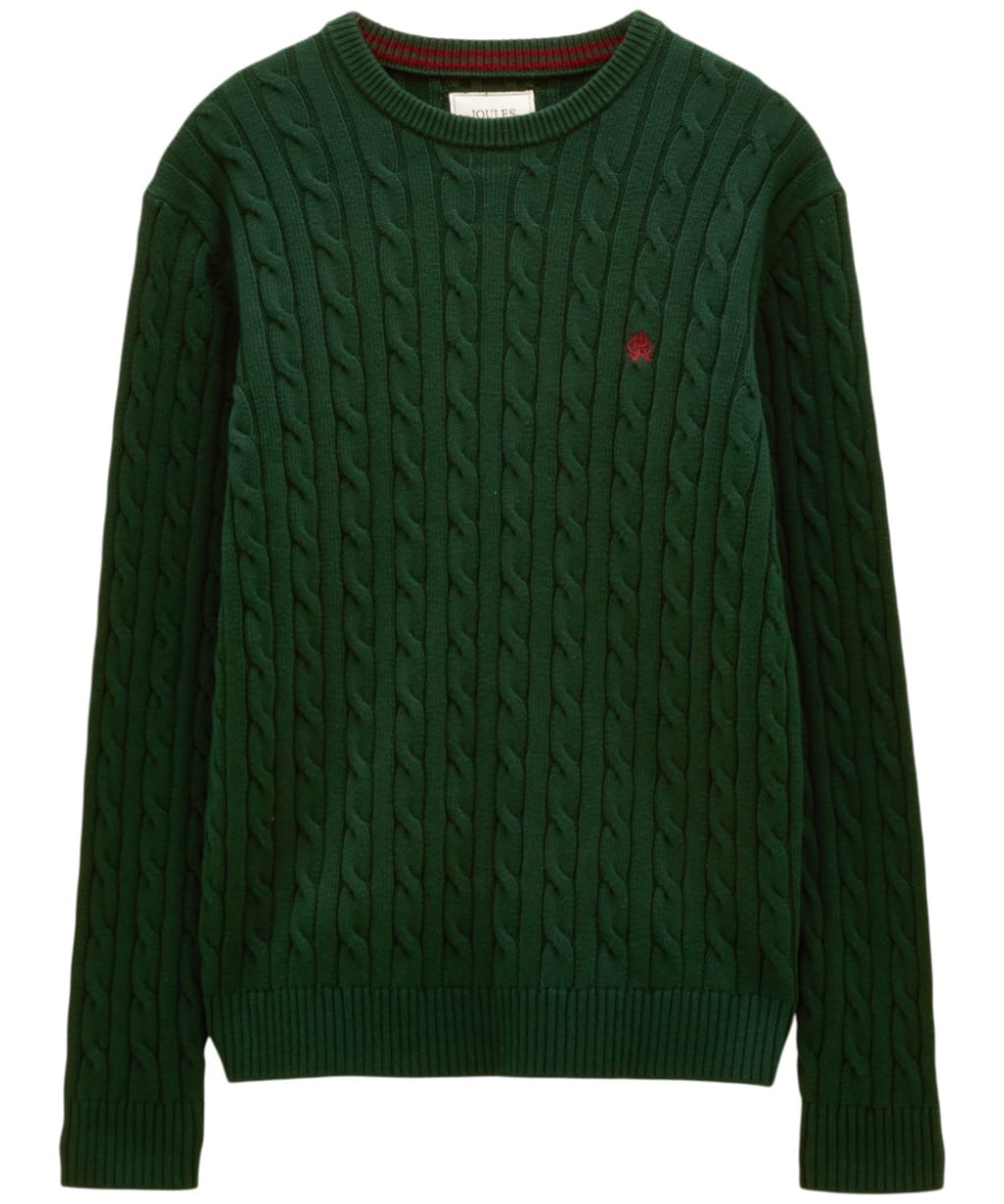 Men's Joules Cable Knit Crew Neck Jumper - Green