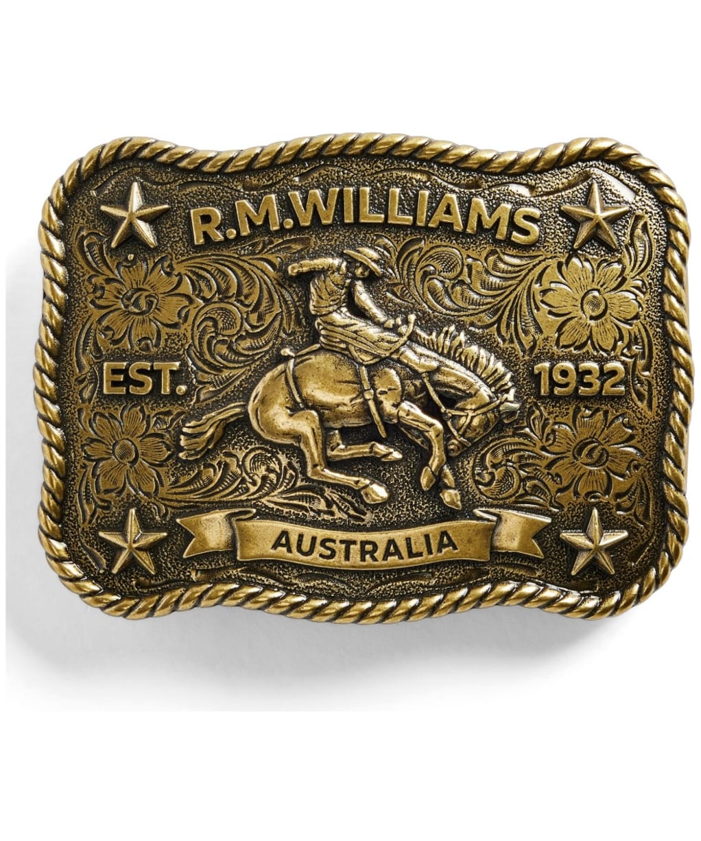 R.M. Williams Cloudbuster Trophy Belt Buckle - Antique Brass