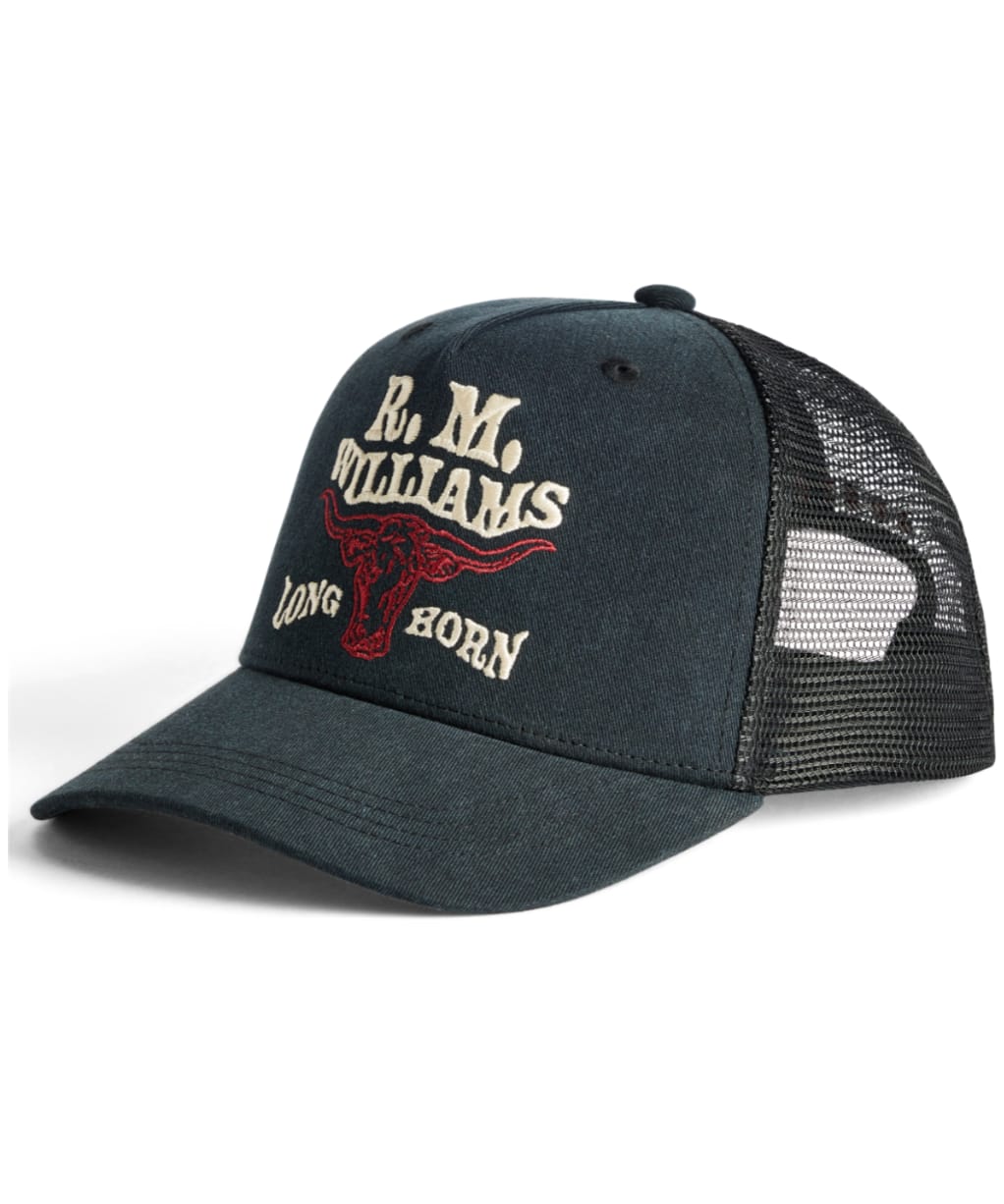 Men's R.M. Williams Longhorn Trucker Cap - Black Wash