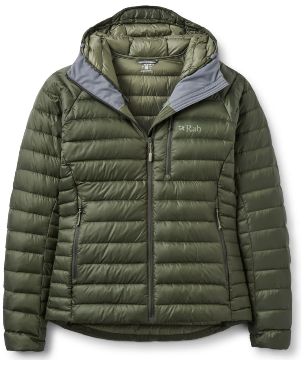  Women's Rab Microlight Alpine Down Hooded Jacket - Army