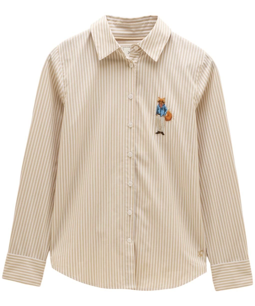 Women's Joules Classic Poplin Jonty Shirt - Tan / White