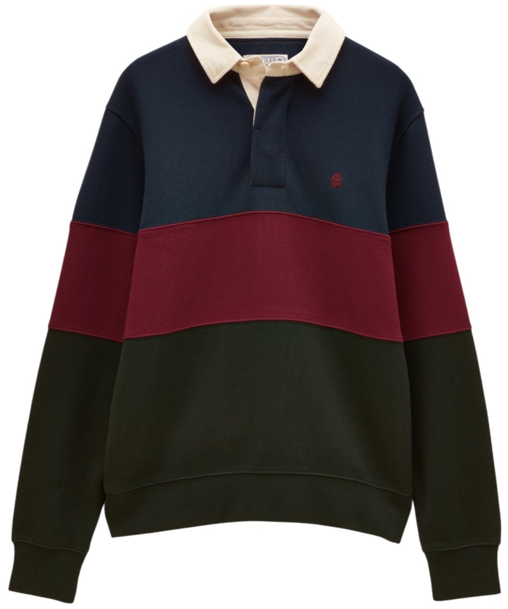  Men's Joules French Rib Rugby Shirt - Green / Navy