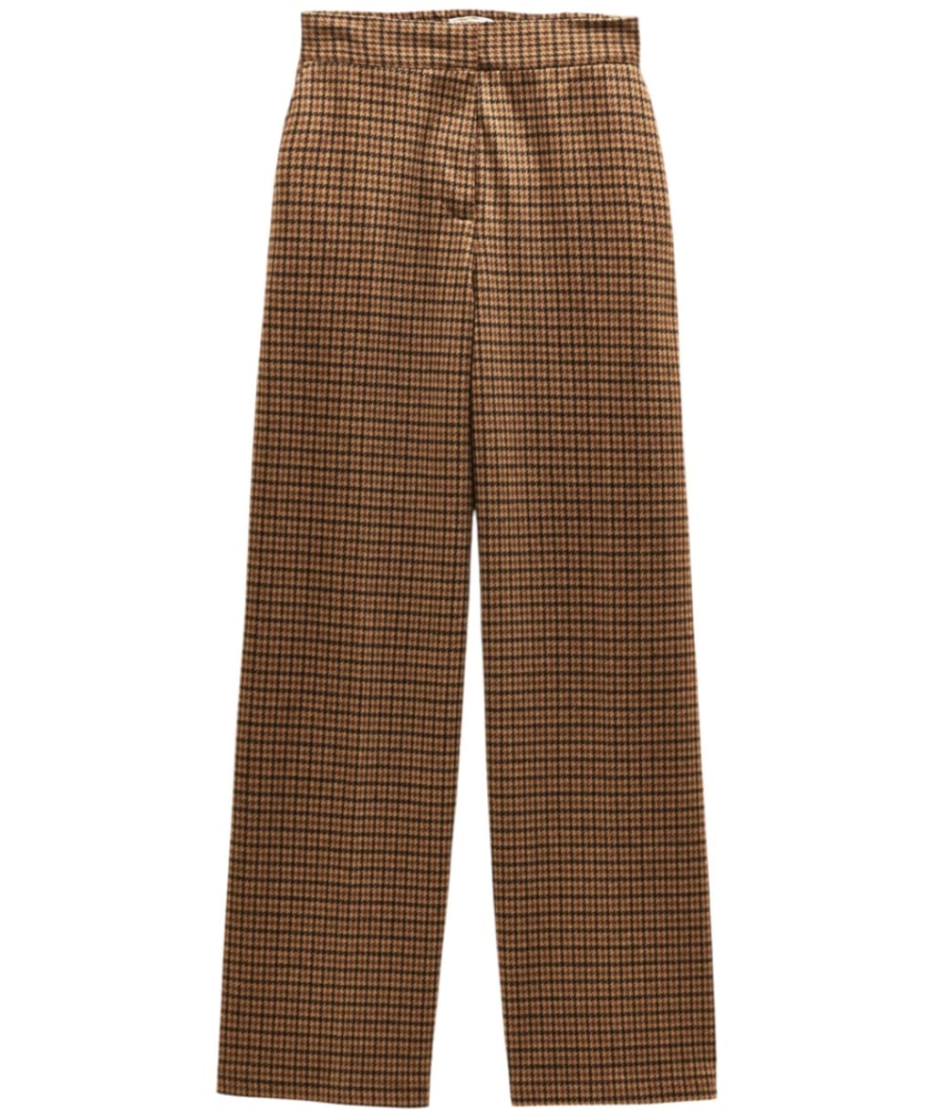  Women's Joules Albury Wide Leg Trousers - Brown Dogtooth