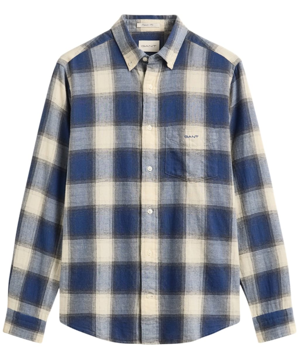 Men's GANT Regular Fit Windblown Flannel Check Shirt - Blue Horizon