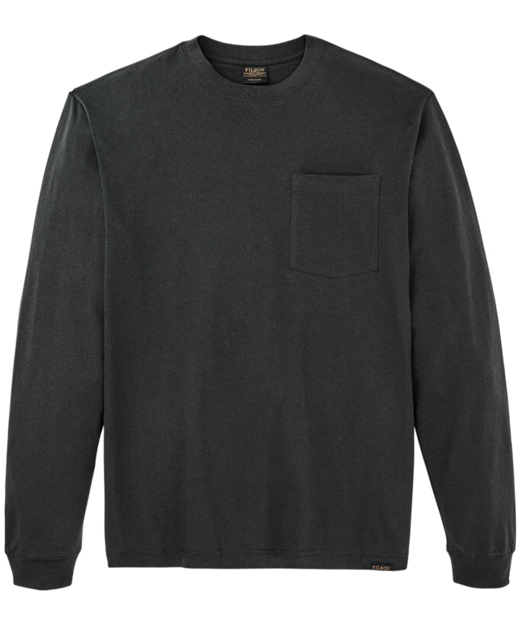  Men's Filson Long Sleeve Outfitter Pocket T-Shirt - Faded Black