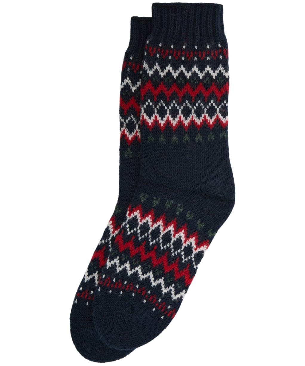 Women's Barbour Kingsford Fair Isle Sock - Navy Festive
