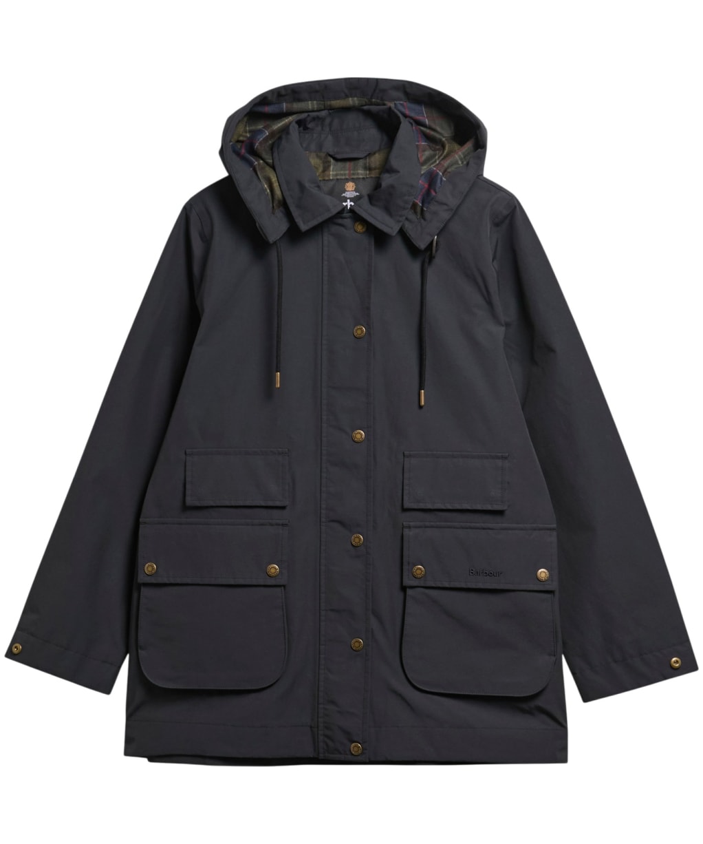 Women's Barbour Border Waterproof Jacket - Black / Classic Tartan