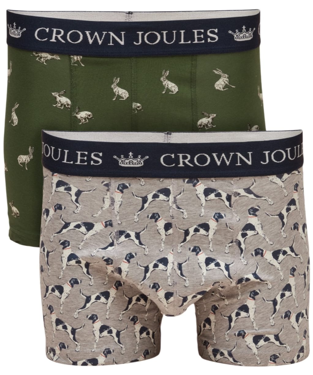 Men's Joules Crown Joules Boxer Shorts - 2 Pack - Green / Grey