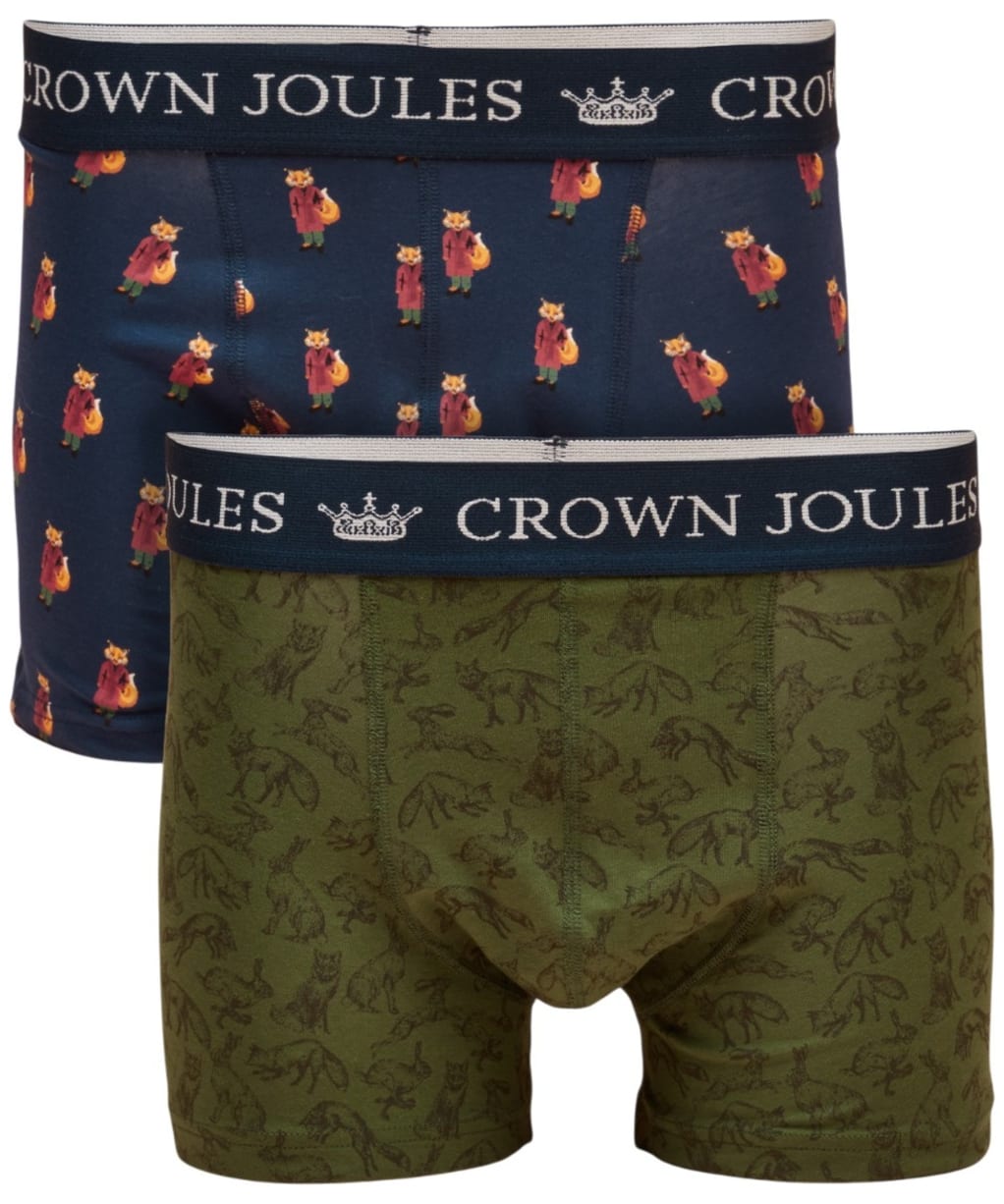Men's Joules Crown Joules Boxer Shorts - 2 Pack - Green / Navy