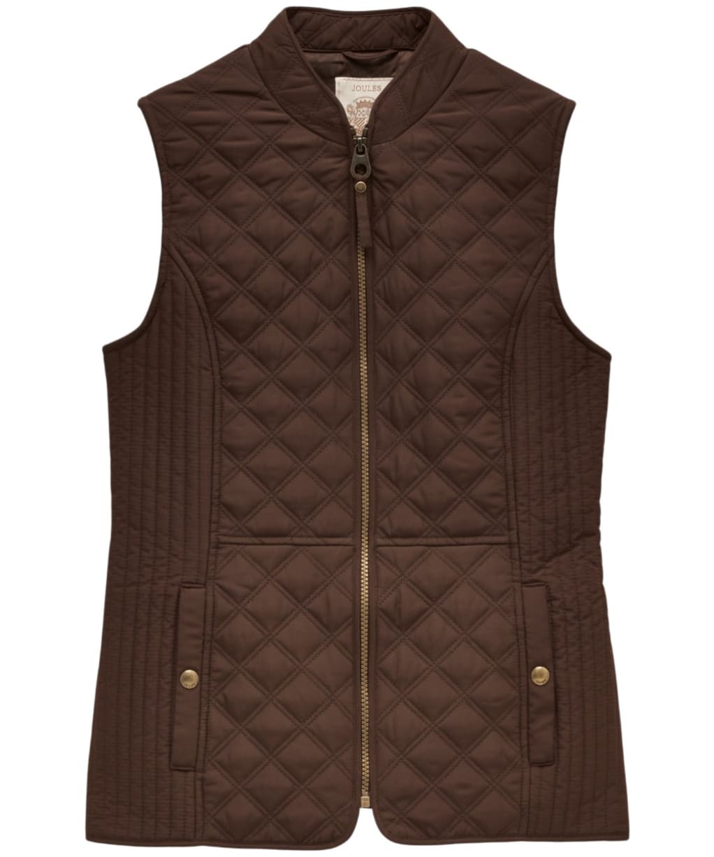 Women's Joules Minx Diamond Showerproof Quilt Gilet - Chocolate Brown
