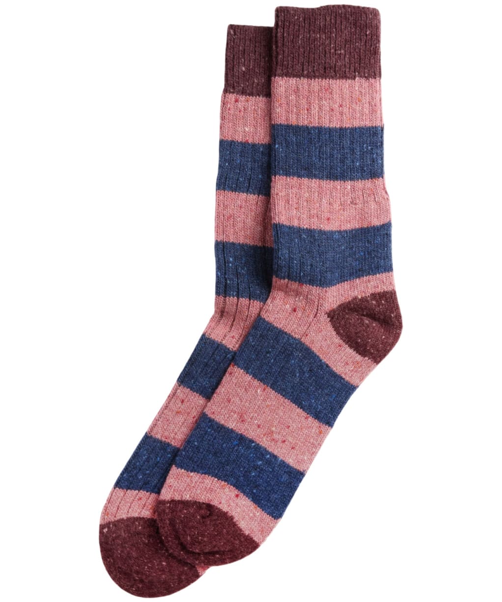  Men’s Barbour Houghton Stripe Socks - Bordeaux / Navy