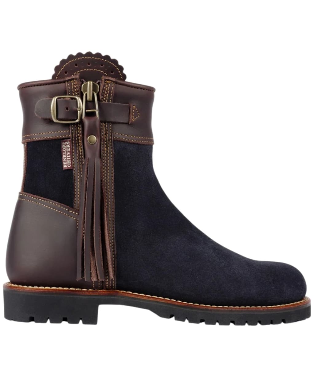 Women's Penelope Chilvers Inclement Cropped Waterproof Tassel Boots - Navy / Dark Brown