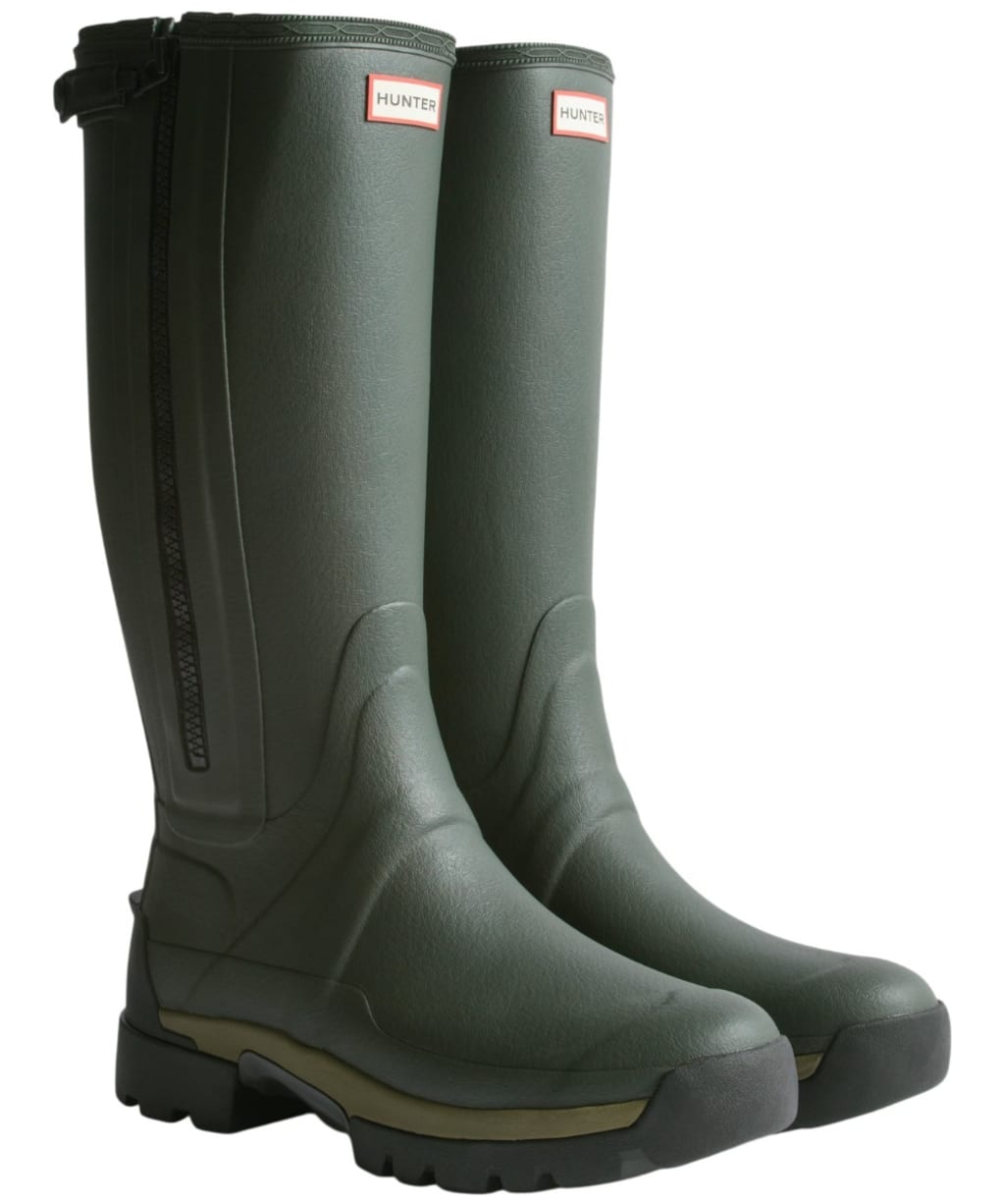 Men's Hunter Balmoral Full Zip Neoprene Lined Wellington Boots - Dark Olive