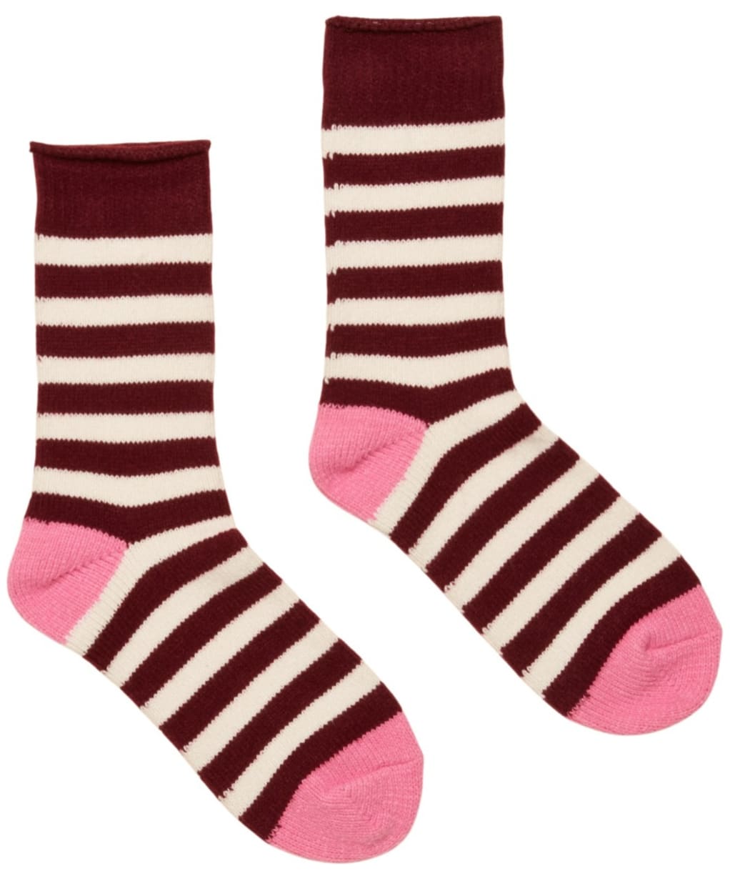 Women's Joules Cosy Stripe Socks - Berry Pink Stripe