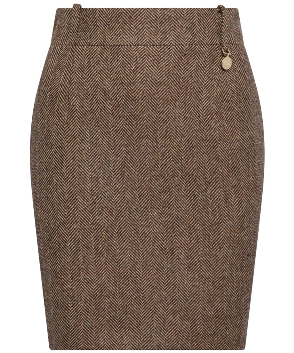 Women's Holland Cooper Regency Wool Pencil Skirt - Large Brown Herringbone