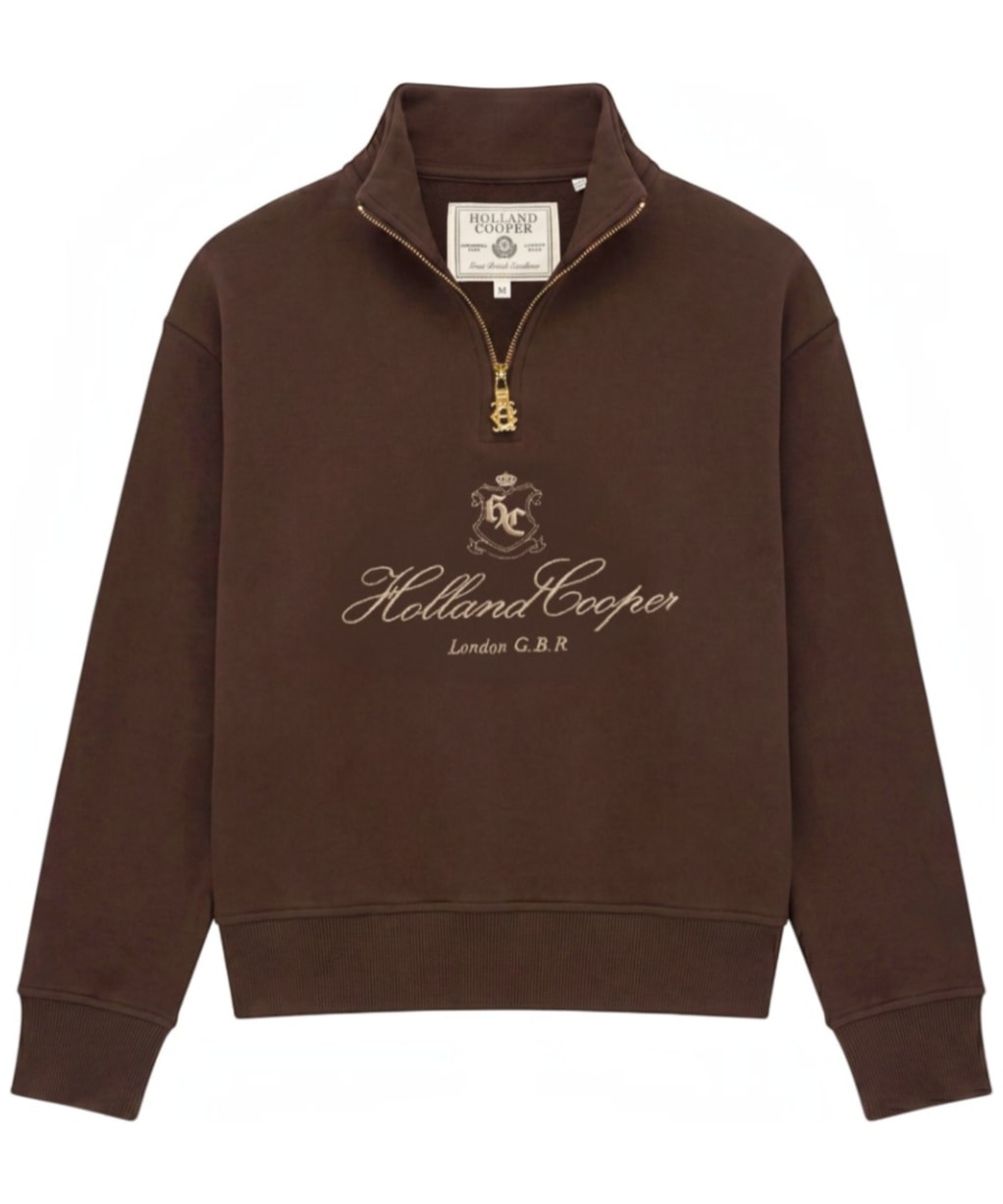 Women's Holland Cooper Essential Relaxed Fit Quarter Zip Sweat - Walnut