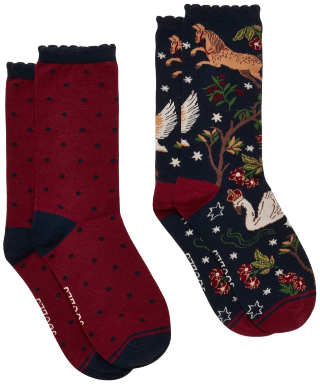Women's Joules Everyday Sock - 2 Pack - Navy Woodland