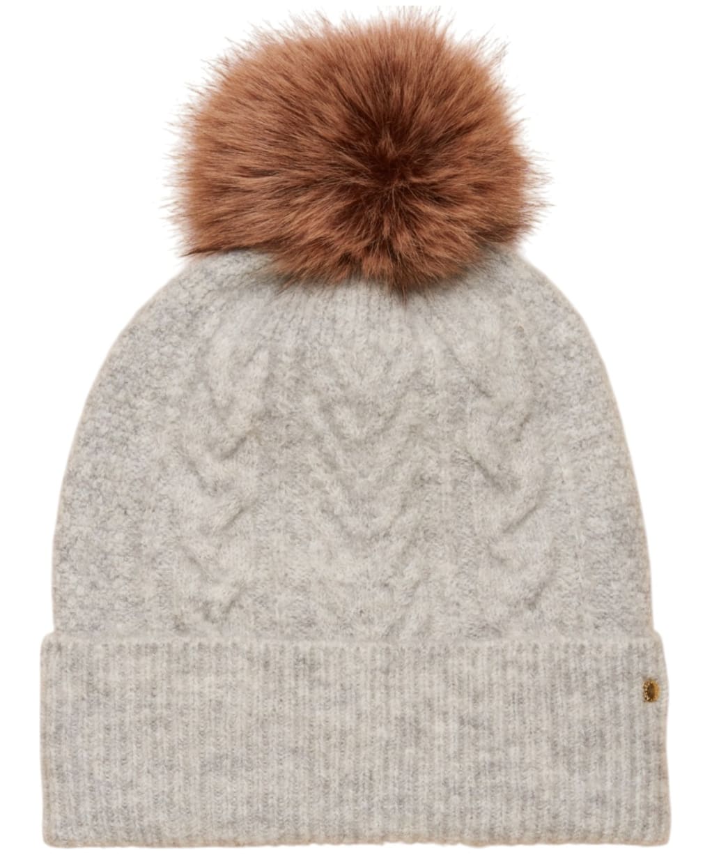 Women's Joules Cable Knit Bobble Hat - Grey