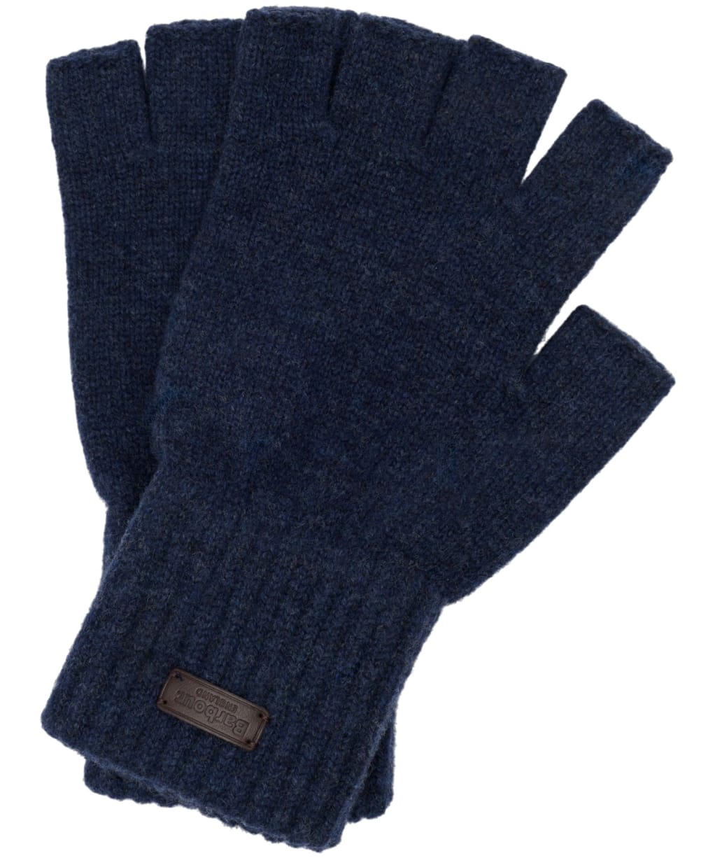 Men's Barbour Heath Fingerless Wool Gloves - Navy
