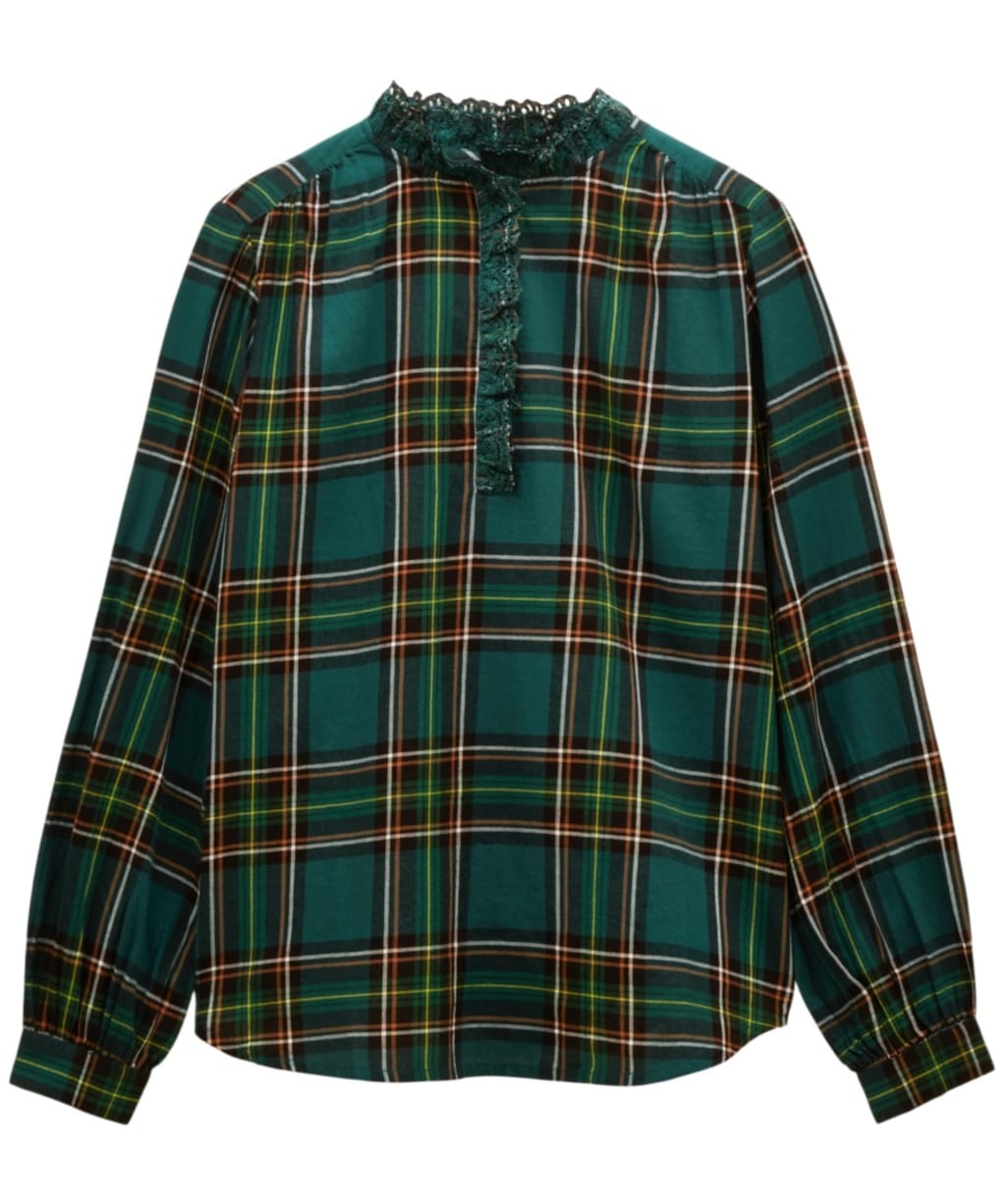 Women's Joules Melanie Brushed Frill Neck Blouse - Green