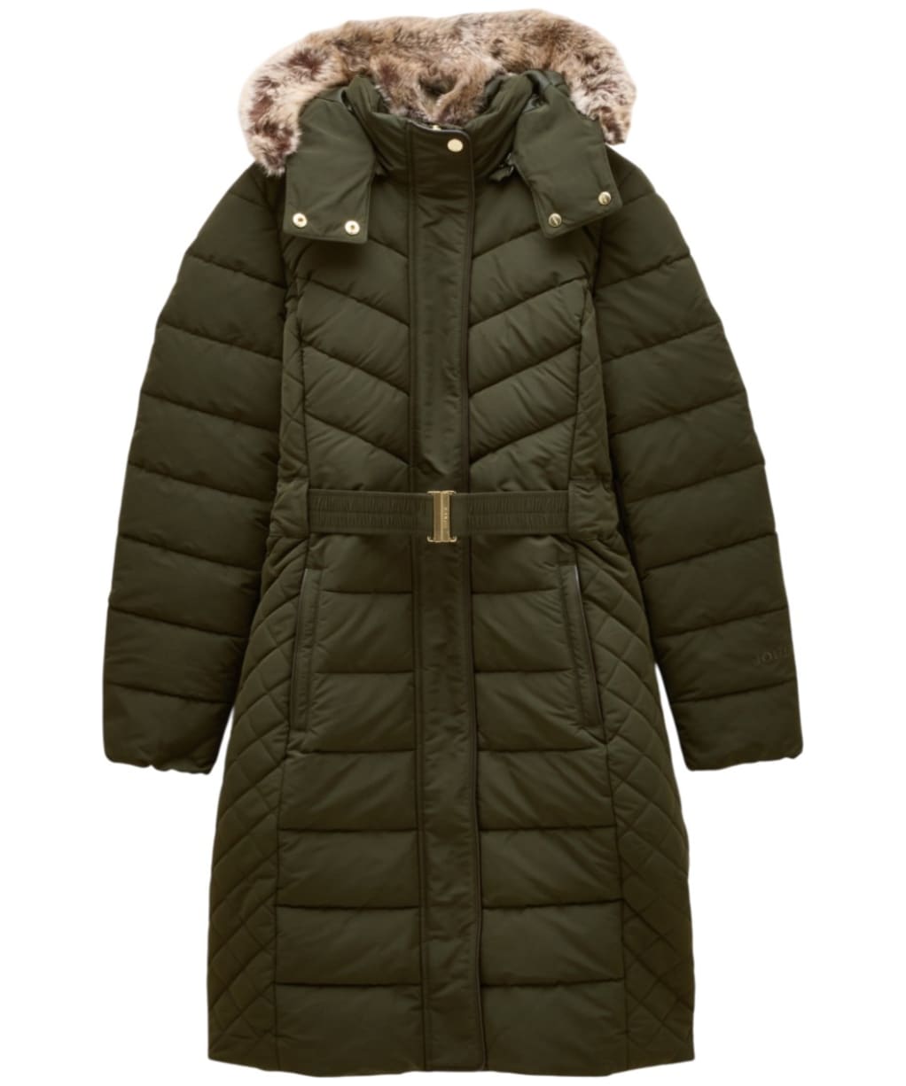 Women's Joules Aspen Showerproof Longline Padded Coat - Dark Green