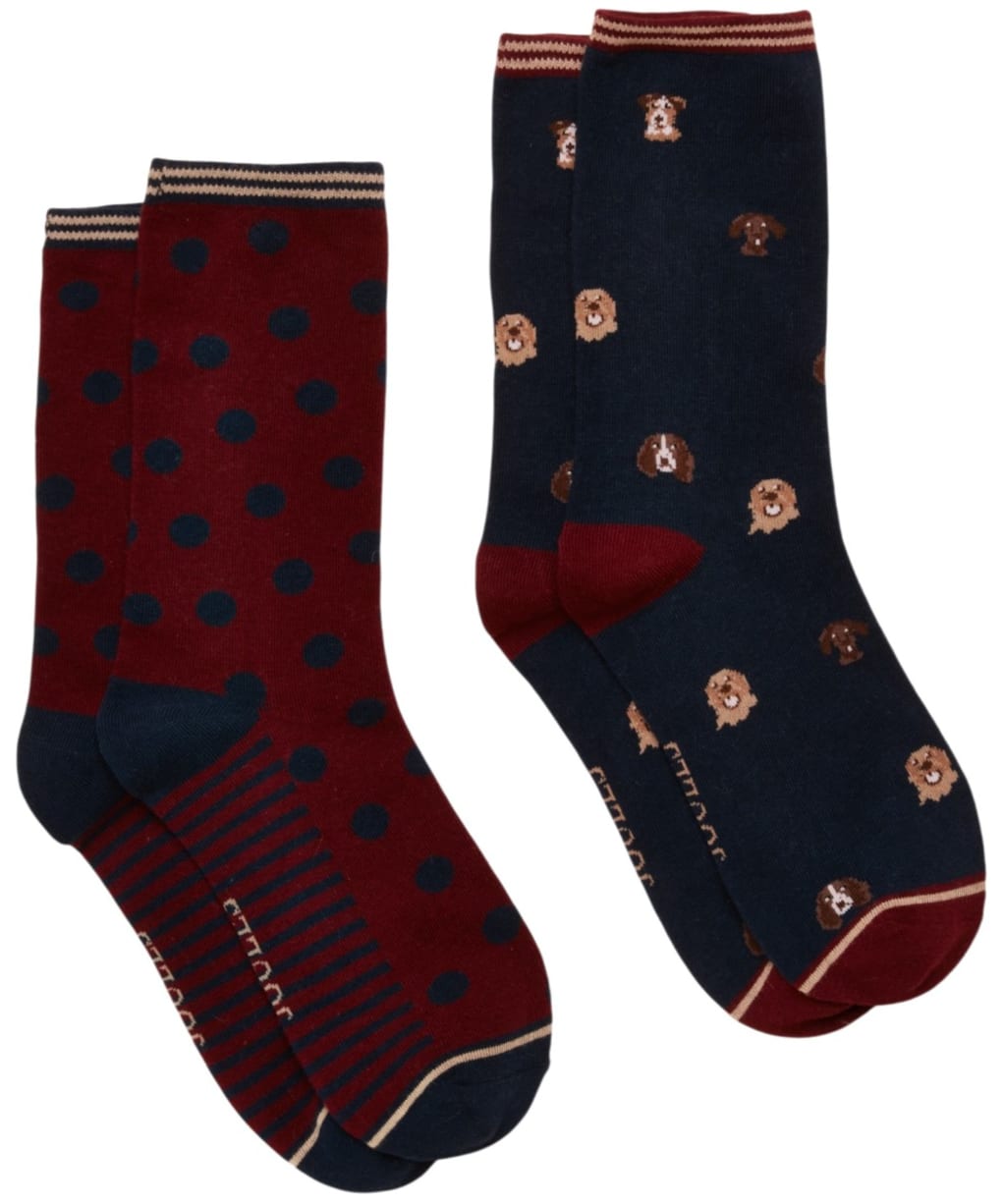 Women's Joules Everyday Sock - 2 Pack - Navy Mini Dog