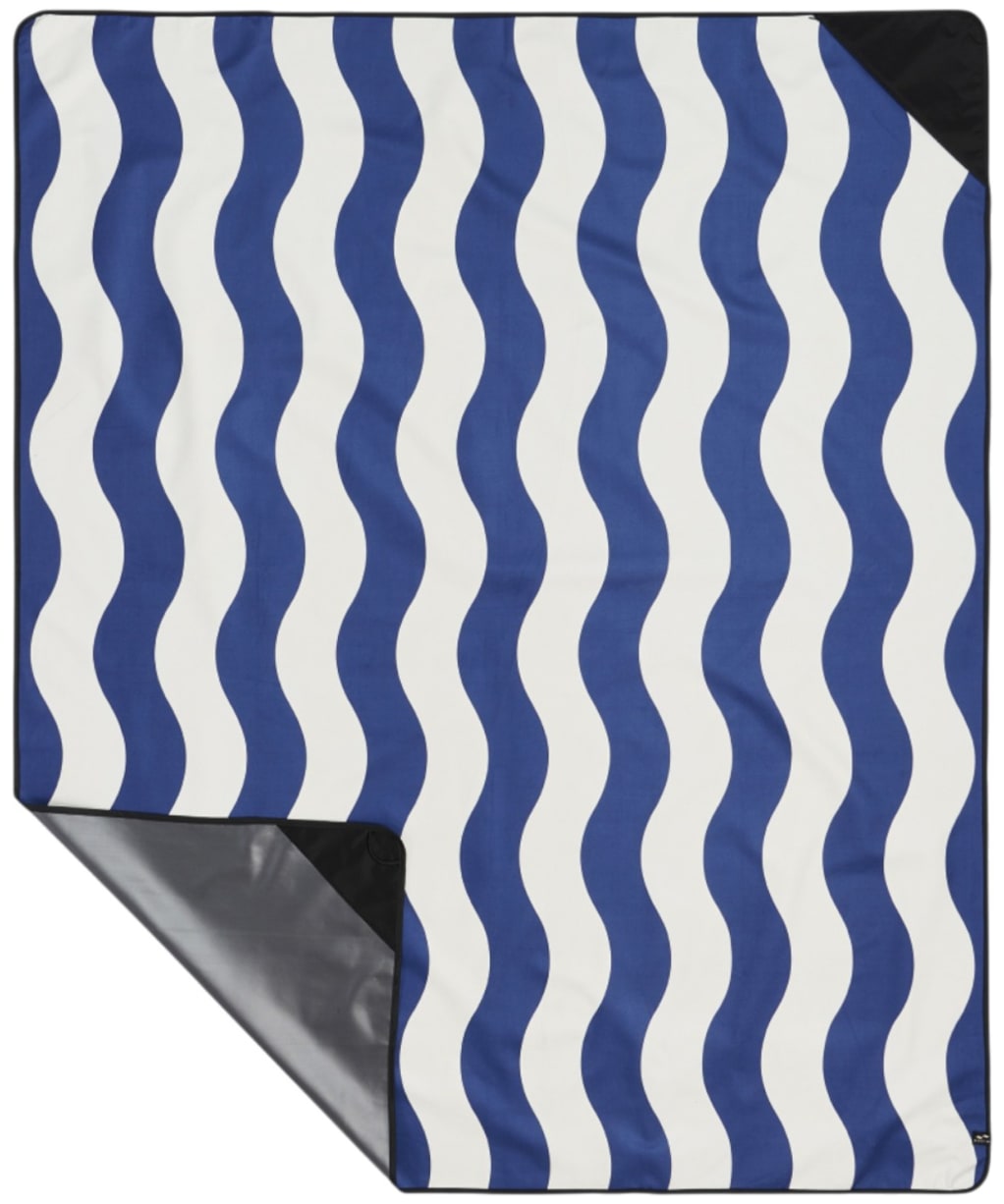 Slowtide Stripe Picnic Blanket - Deep Pool