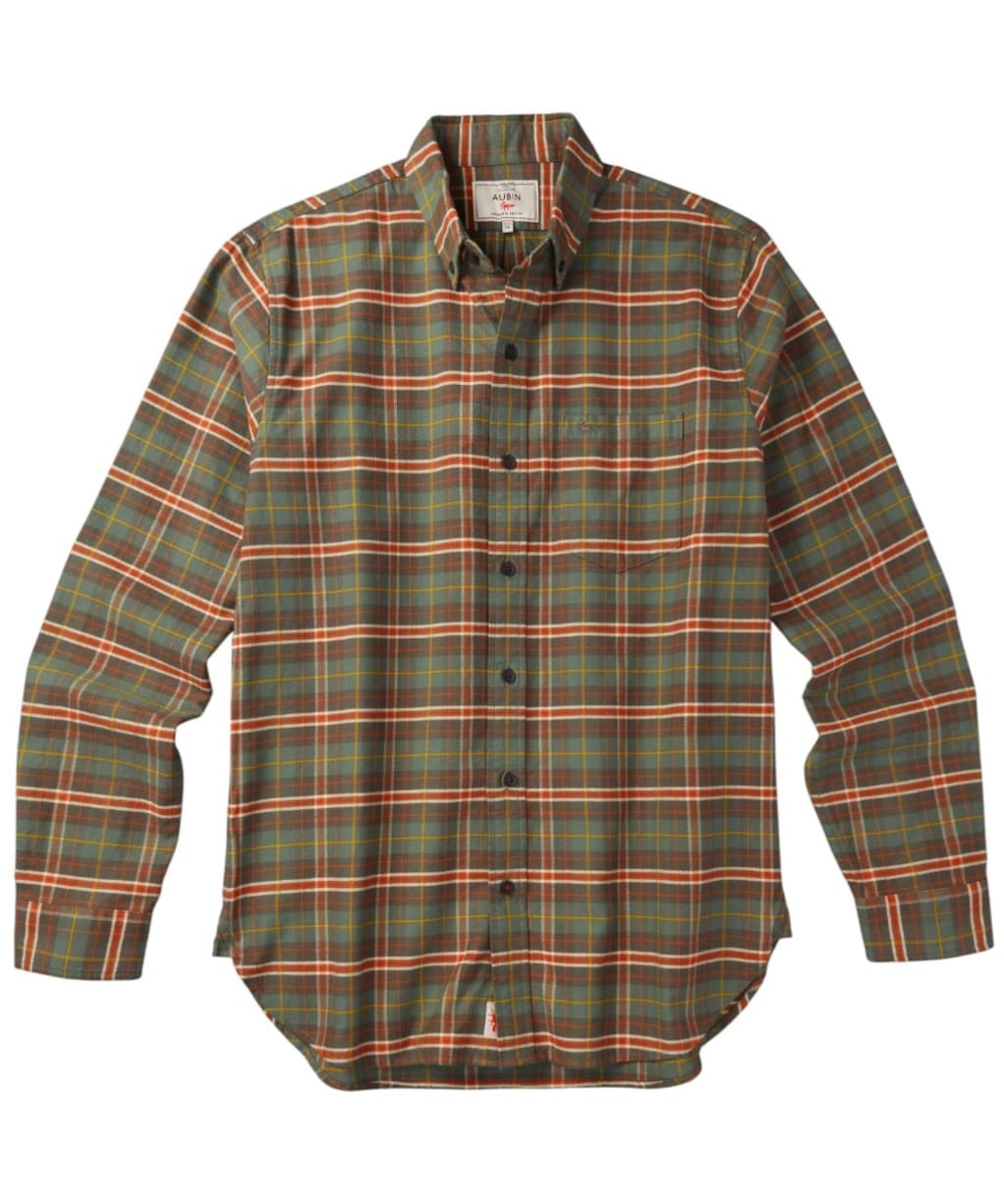 Men's Aubin Merton Brushed Oxford Button Down Shirt - Green Check