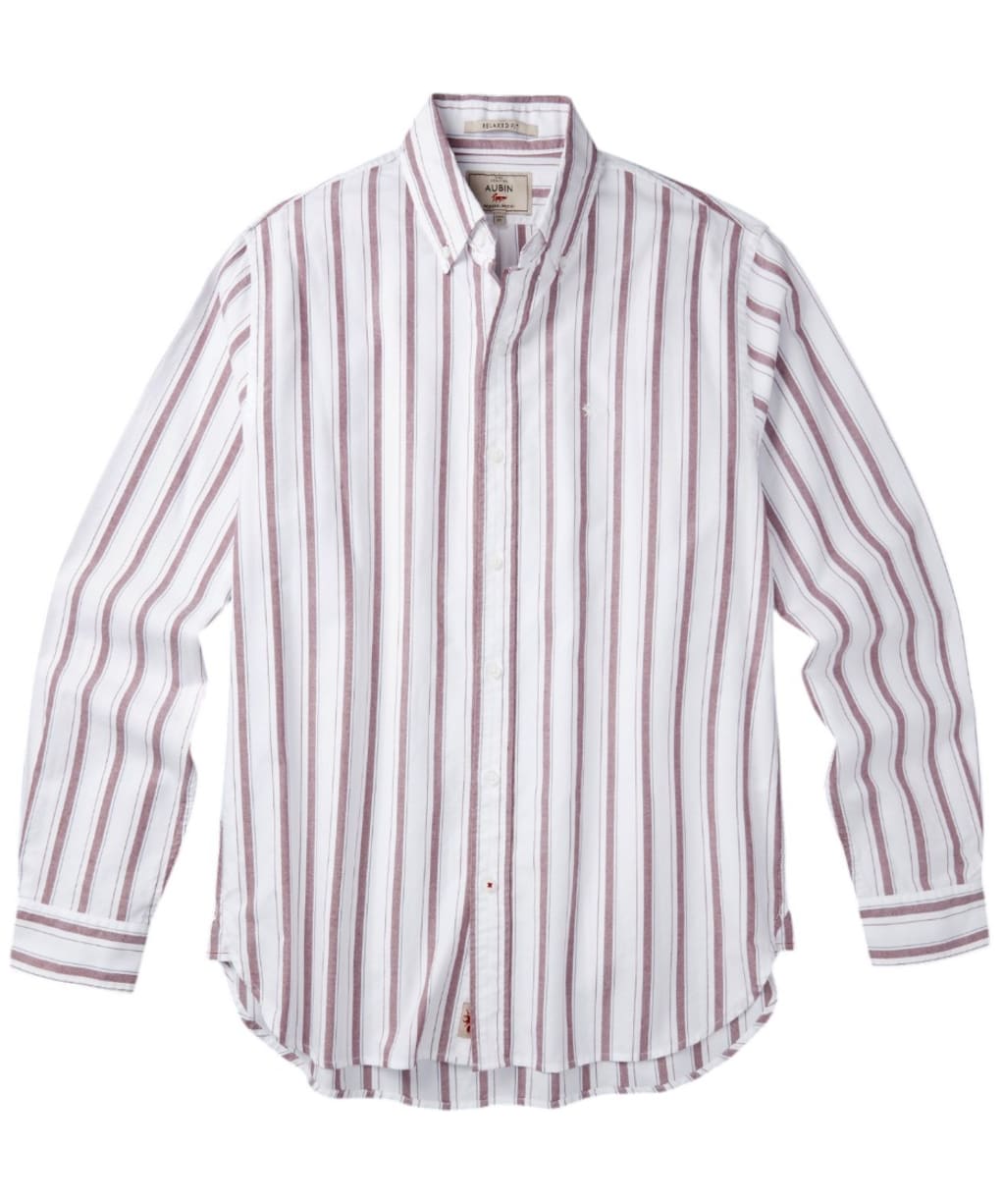 Men's Aubin Walesby Lightweight Relaxed Oxford Shirt - Oxblood Shadow Stripe