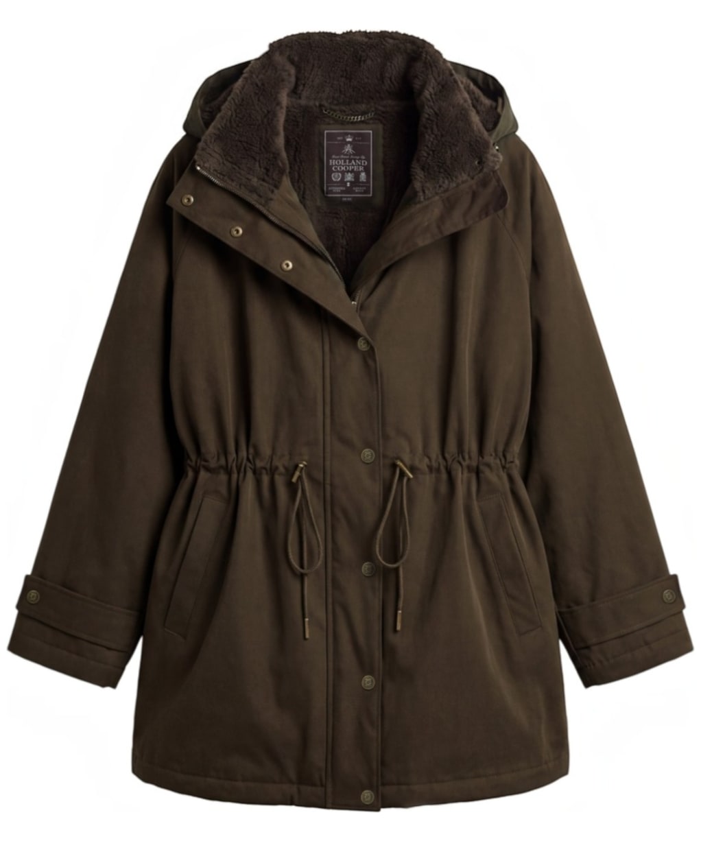 Women's Holland Cooper One-Size Waterproof Parka - Olive Brown