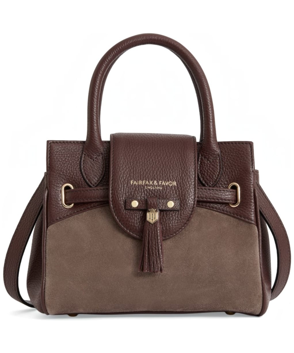 Fairfax & Favor The Mini Windsor Suede Handbag - Deep Taupe / Port
