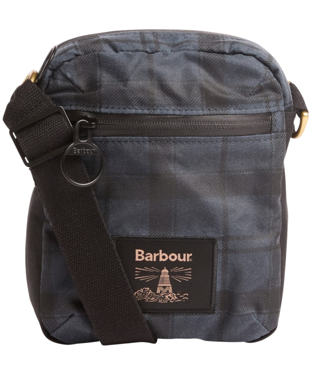 Barbour Field Wax Crossbody Bag - Navy Tartan Wax