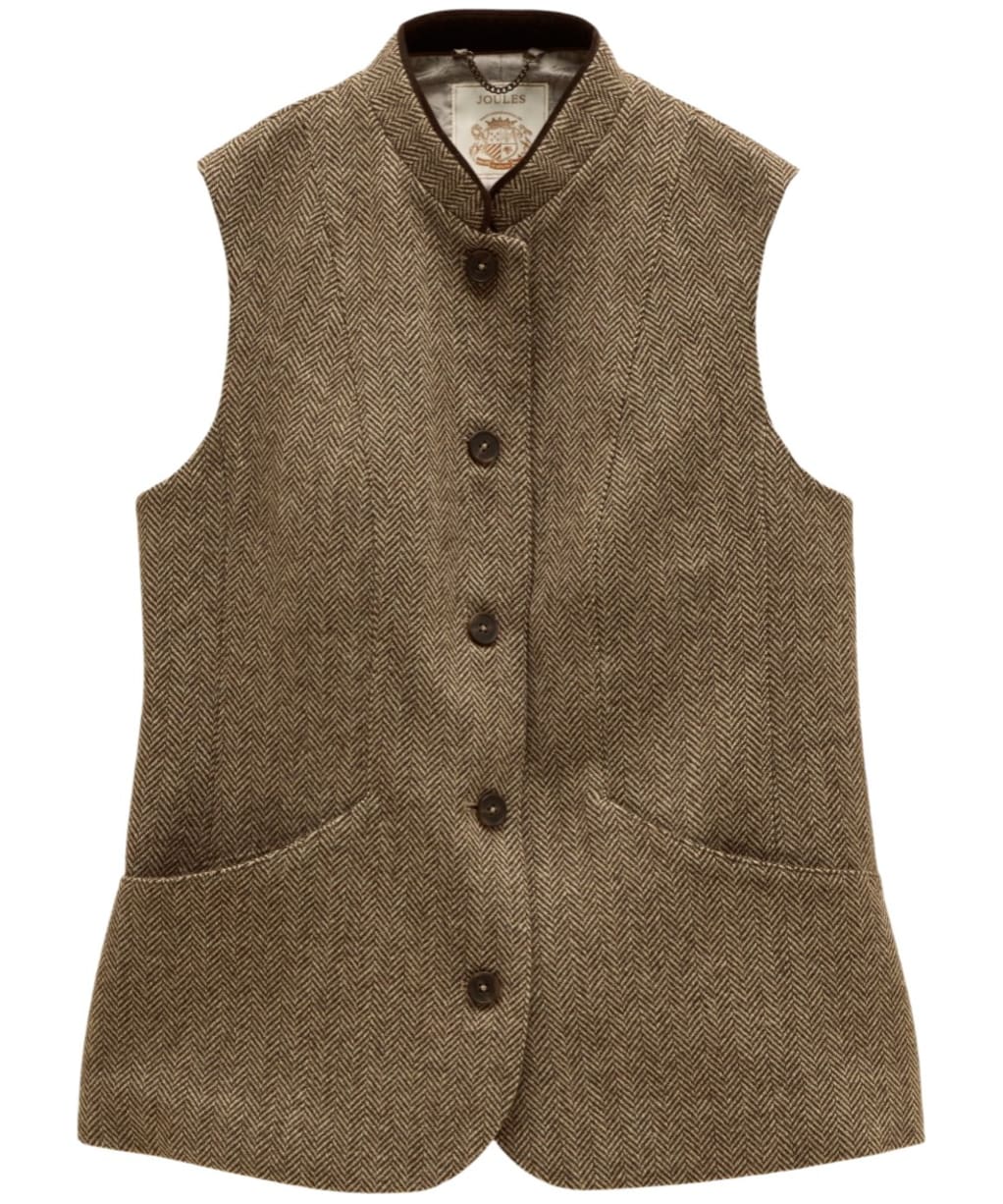 Women's Joules Nehru Tweed Fitted Gilet - Brown