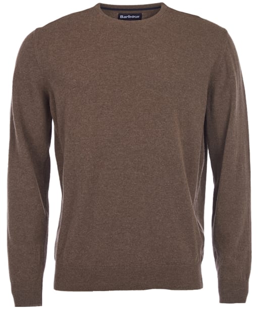 Mens Barbour Essential Lambswool Crew Neck Sweater - Leather