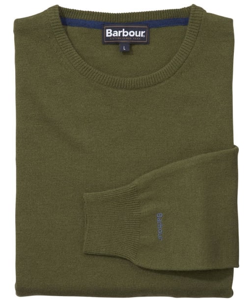 Mens Barbour Essential Lambswool Crew Neck Sweater - Olive