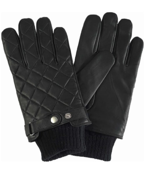 Mens Barbour Quilted Leather Gloves - Black