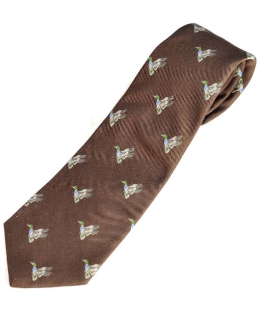 Men's Alan Paine Ripon Silk Tie - Duck Design - Brown