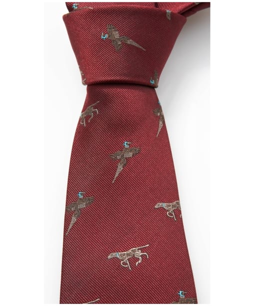 Men's Alan Paine Ripon Silk Tie - Bird and Dog Design - Bordeaux