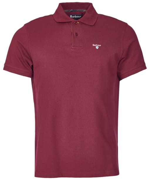 Men's Barbour Tartan Pique Polo Shirt - Ruby