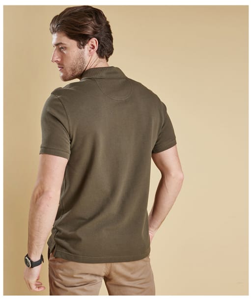 Men's Barbour Tartan Pique Polo Shirt - Dark Olive