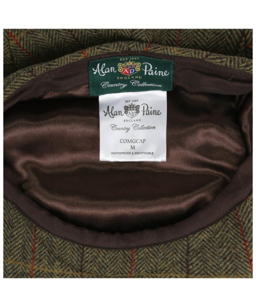 Men's Alan Paine Combrook Waterproof Tweed Flat Cap - Peat