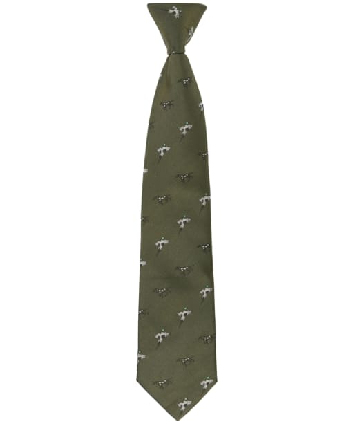 Men's Alan Paine Ripon Silk Tie - Bird & Dog Design - Olive