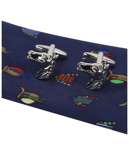 Soprano Jockey Racing Colours Tie and Cufflink Set - Navy / Multi