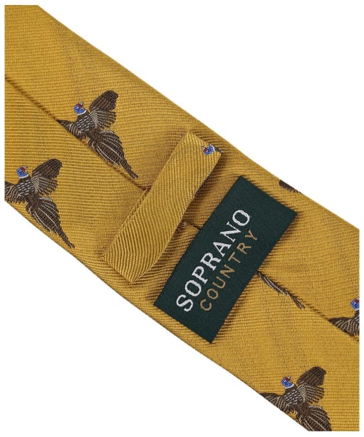 Men's Soprano Flying Pheasant Print Tie - New Gold
