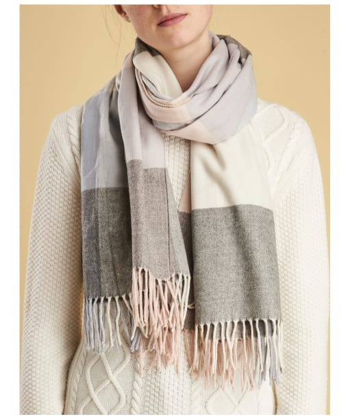 Women’s Barbour Pastel Check Scarf - Blue / Pink / Grey