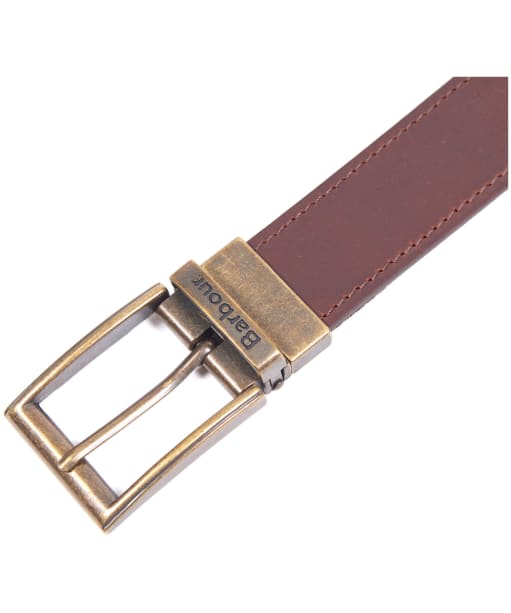 Men's Barbour Reversible Tartan Leather Belt - Classic Tartan / Brown